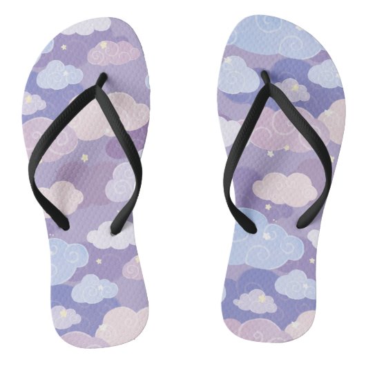 Whimsical pastelwolken en sterrenpatroon teenslippers (Voetbed)