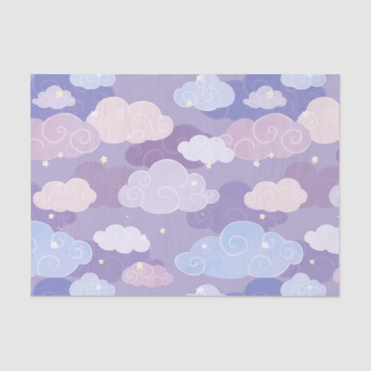 Whimsical pastelwolken en sterrenpatroon tissuepapier (Voorkant)