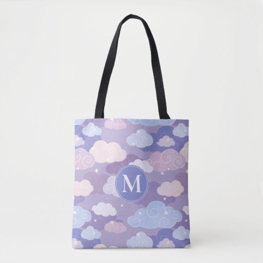 Whimsical pastelwolken en sterrenpatroon tote bag (Voorkant)