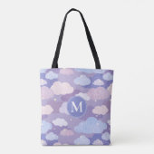 Whimsical pastelwolken en sterrenpatroon tote bag (Achterkant)