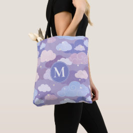 Whimsical pastelwolken en sterrenpatroon tote bag