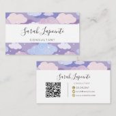 Whimsical pastelwolken en sterrenpatroon visitekaartje (Voorkant / Achterkant)