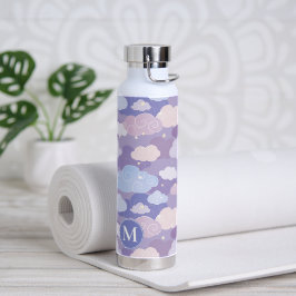 Whimsical pastelwolken en sterrenpatroon waterfles