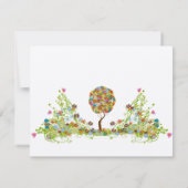 Whimsical Patchwork Flower Tree Wedding RSVP Kaartje (Achterkant)
