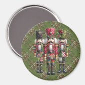 Whimsical Patchwork Kerst Notenkraker Trio Magneet (Voorkant / Achterkant)