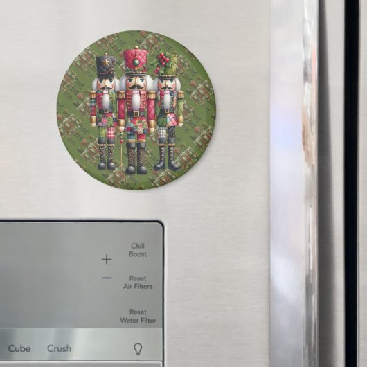 Whimsical Patchwork Kerst Notenkraker Trio Magneet (Insitu (Koelkast))
