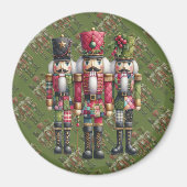 Whimsical Patchwork Kerst Notenkraker Trio Magneet (Voorkant)
