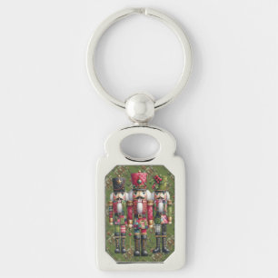 Whimsical Patchwork Kerst Notenkraker Trio Sleutelhanger