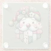 Whimsical Patchwork Kerstman Folk Kerstmis Glazen Onderzetter (Achterkant)