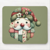 Whimsical Patchwork Kerstman Folk Kerstmis Muismat (Voorkant)
