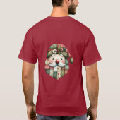 Whimsical Patchwork Kerstman Folk Kerstmis T-shirt (Achterkant)