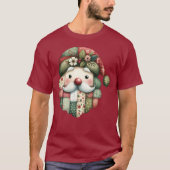 Whimsical Patchwork Kerstman Folk Kerstmis T-shirt (Voorkant)