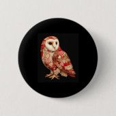 Whimsical Patchwork Owl With Hearts Pattern Ronde Button 5,7 Cm (Voorkant)