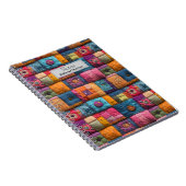 Whimsical Patchwork Quilt Patroon: kleurrijk ontwe Notitieboek (Rechterzijde)