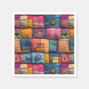 Whimsical Patchwork Quilt Patroon: kleurrijk ontwe Servet