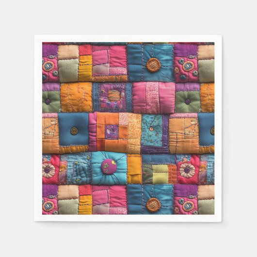 Whimsical Patchwork Quilt Patroon: kleurrijk ontwe Servet (Voorkant)