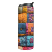 Whimsical Patchwork Quilt Patroon: kleurrijk ontwe Thermosbeker (Gedraaid links)