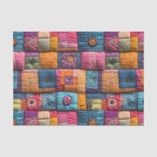 Whimsical Patchwork Quilt Patroon: kleurrijk ontwe Tissuepapier (Voorkant)