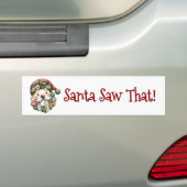 Whimsical Patchwork Santa Folk Christmas Bumpersticker (Op auto)