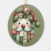 Whimsical Patchwork Santa Folk Christmas Keramisch Ornament (Links)