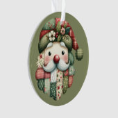 Whimsical Patchwork Santa Folk Christmas Ornament (voorkant)