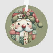 Whimsical Patchwork Santa Folk Christmas Ornament (achterkant)