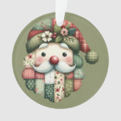 Whimsical Patchwork Santa Folk Christmas Ornament (voorkant)