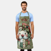 Whimsical Patchwork Santa Folk Christmas Schort (Gedragen)