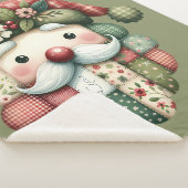 Whimsical Patchwork Santa Folk Christmas Sherpa Deken (3/4)