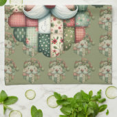 Whimsical Patchwork Santa Folk Christmas Theedoek (Gevouwen)