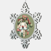 Whimsical Patchwork Santa Folk Christmas Tin Sneeuwvlok Ornament (Rechts)