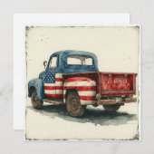 Whimsical Patriot Pickup:  glorie Feestdagenkaart (Voorkant / Achterkant)
