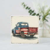 Whimsical Patriot Pickup:  glorie Feestdagenkaart (Staand voorkant)