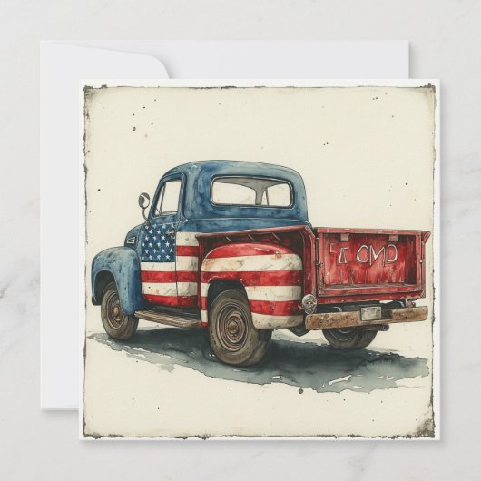 Whimsical Patriot Pickup:  glorie Feestdagenkaart (Voorkant)
