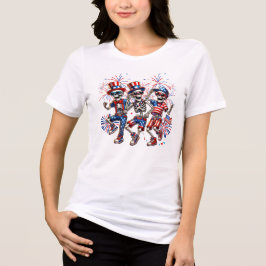 Whimsical Patriotic Skeletons - 4 juli vieren Tri-Blend Shirt