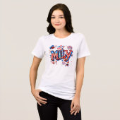 Whimsical Patriottische "MILEY" Naam Kunst met Gno Tri-Blend Shirt (Voorkant volledig)
