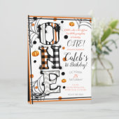 Whimsical Patroon Halloween Mashup 1e verjaardag Kaart (Staand voorkant)