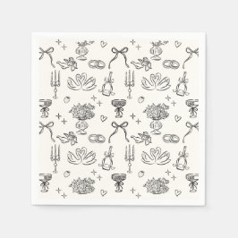 Whimsical patroon, hand getrokken bruiloft servet