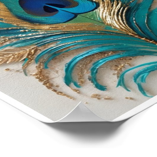 Whimsical pauwenveer kunstwerk Poster Wall Art (Hoek)