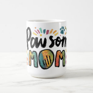 Whimsical "Pawsome MOM" Graphic met kleurrijke pot Koffiemok
