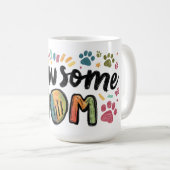 Whimsical "Pawsome MOM" Graphic met kleurrijke pot Koffiemok (Voorkant rechts)