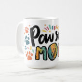 Whimsical "Pawsome MOM" Graphic met kleurrijke pot Koffiemok (Voorkant links)