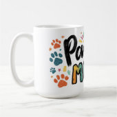 Whimsical "Pawsome MOM" Graphic met kleurrijke pot Koffiemok (Links)