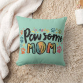 Whimsical "Pawsome MOM" Graphic met kleurrijke pot Kussen (Deken)