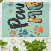 Whimsical "Pawsome MOM" Graphic met kleurrijke pot Theedoek (Gevouwen)