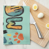 Whimsical "Pawsome MOM" Graphic met kleurrijke pot Theedoek (Quarter Fold)