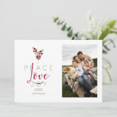 Whimsical Peace Love Joy Classic Christmas Photo (Staand voorkant)