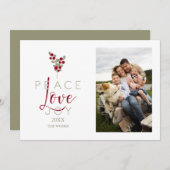 Whimsical Peace Love Joy Classic Christmas Photo (Voorkant / Achterkant)