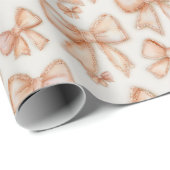Whimsical Peach Coquette Bows New Baby Shower Cadeaupapier (Rol Hoek)