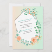 Whimsical Peach Green Nuptial Mass Invitation Kaart (Achterkant)